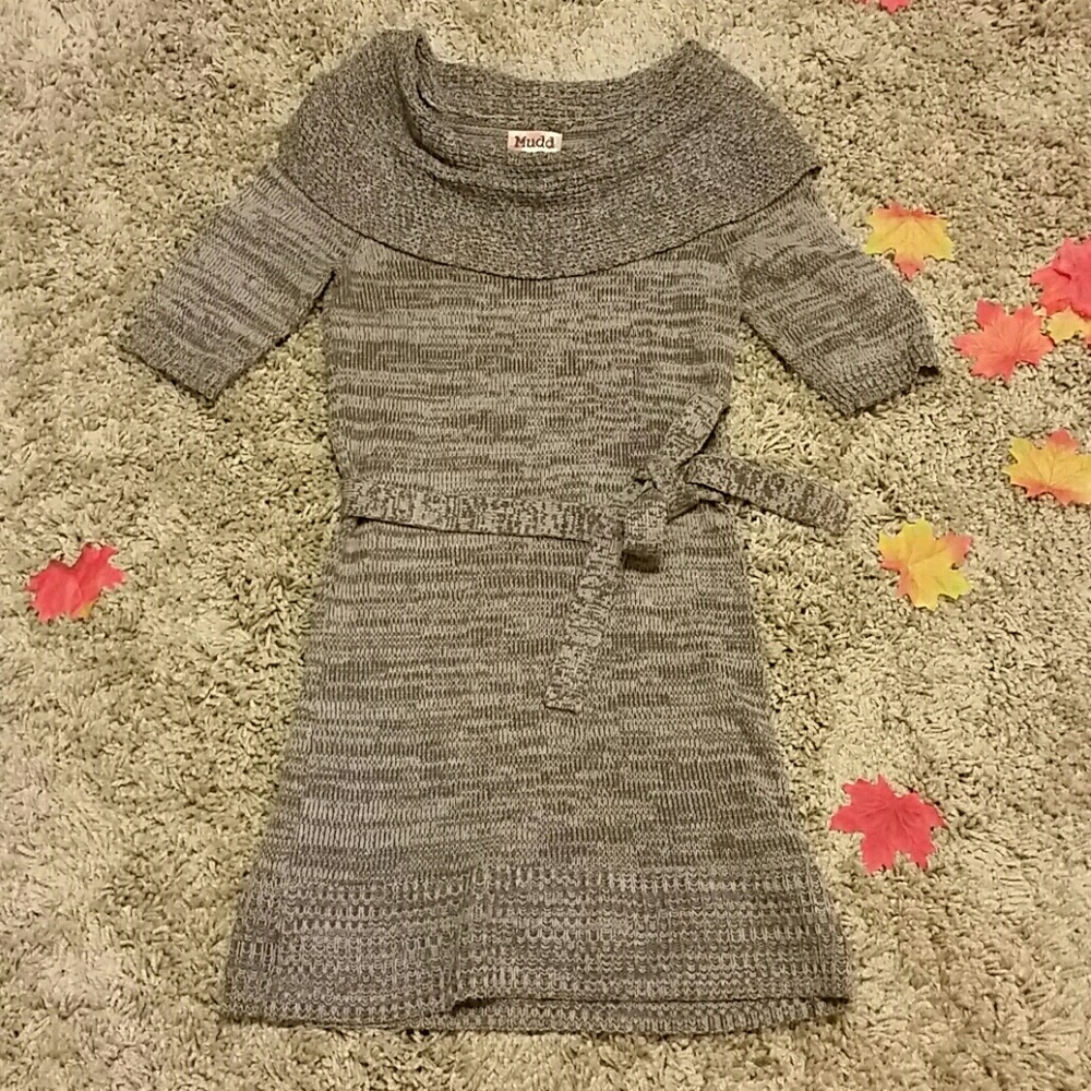 Cowl neck sweater dress